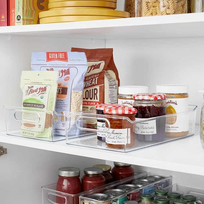 iDesign Plastic Pantry Storage Organizer Bin, Set of 2, Clear | With Handles - Image 8