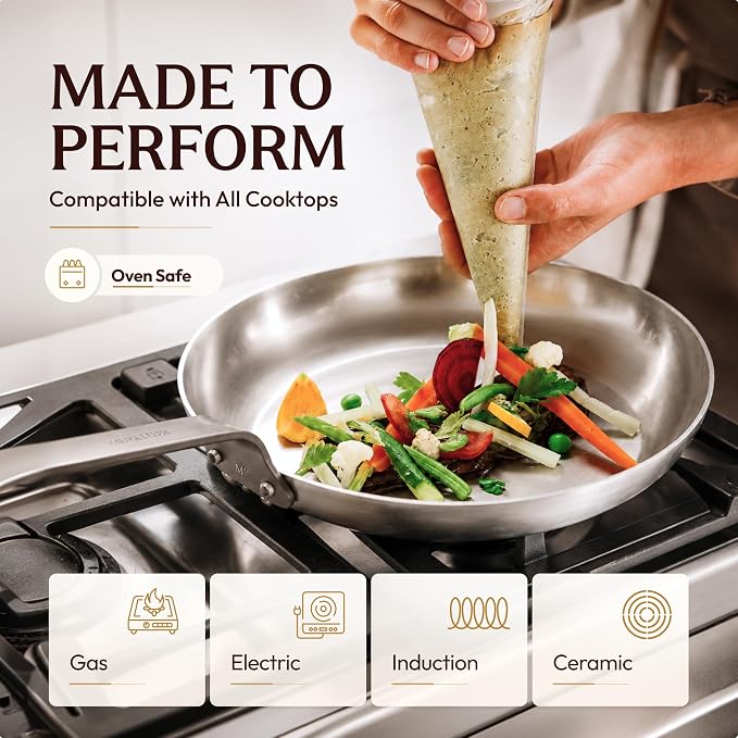Mauviel M'Steel Black Carbon Natural Nonstick Frying Pan With Iron Handle, 9.4-in, Suitable For All Cooking Surfaces - Image 3