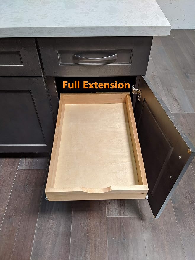 Elysian 23" Kitchen Cabinet Pull Out for 27" Cupboard, Solid Wood Build, 21" Deep Low Profile Tray, Full Extension Runners, Spacers Included for Perfect Fit - Image 8