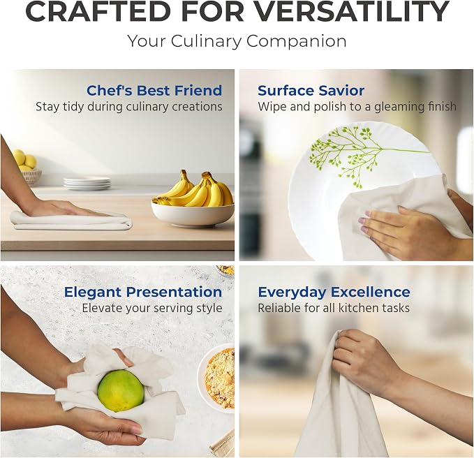 THREAD SPREAD 100% Cotton Dish Cloths - Flour Sack Kitchen Towels - Cotton Blank Towel - Thick Absorbent Quick Dry, Machine Washable - Cleaning & Drying - 28"x28" - Pack of 24, Natural - Image 5