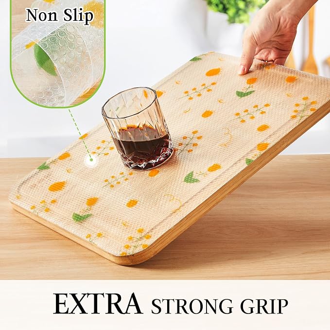 Beautysaid Shelf Liner Non Adhesive — EVA Drawer & Cabinet Liner, Waterproof Non Slip Kitchen Shelf Paper, Thick Washable Refrigerator Mat for Cabinet Shelves & Pantry, Floral, 18 in x 20 FT - Image 2