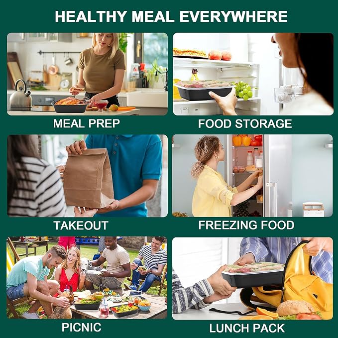 Meal Prep Containers 38 Oz, Plastic Food Prep Containers with Lids,50-Pack | BPA-Free, Stackable, Microwave, Dishwasher Safe Disposable To Go Container for Meal Plan - Image 7