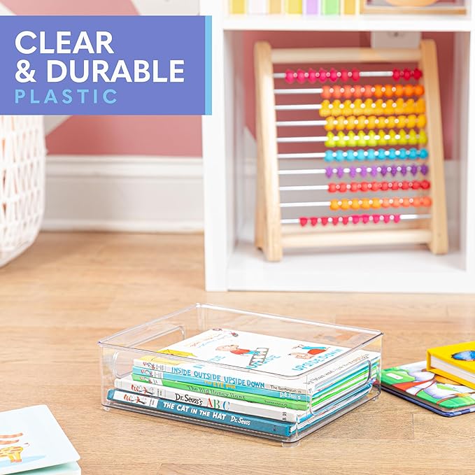 Plastic Food Storage 6 Pack Clear Container Bin with Handles for Organizing Kitchen, Pantry, Refrigerator, Freezer, Pantry, Cabinet, Closet, Bathroom. Stackable 10”x8”x3” - Image 6