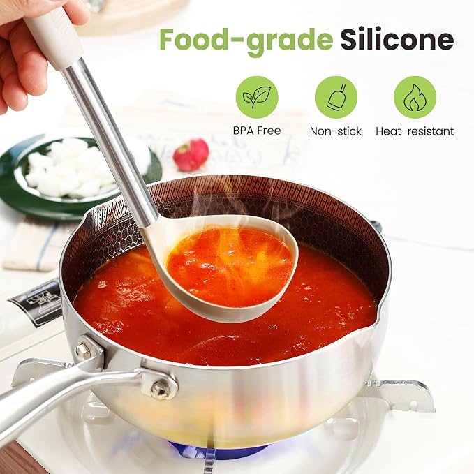 Fyvva 35 Pcs BPA Free Silicone Kitchen Utensils Set Stainless Steel Handles | Food Grade Silicone, Heat Resistant, Safe for Nonstick Cookware, Dishwasher Safe, Khaki with Holder, for Cooking & Baking - Image 2