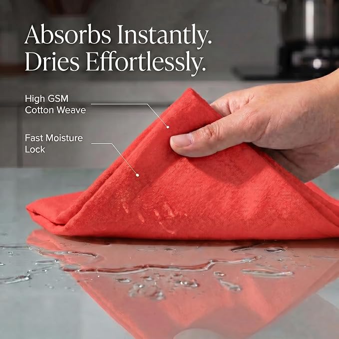 Urban Villa Kitchen Towels Cotton Dish Towels 20”x30” (Set of 6) Red - Image 2
