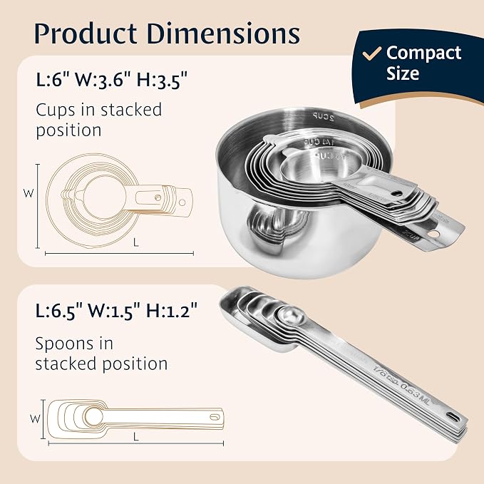Hudson Essentials Stainless Steel Measuring Cups and Spoons Set (15 Piece Set) - Image 5