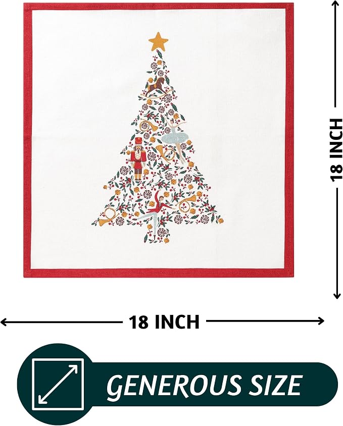 Folkulture Christmas Cloth Napkins, Cotton, Nutcracker Magic, Set of 6 | 18" X 18" Premium Decorative Napkins for Dinner, Farmhouse , Table Décor, Christmas Table & Kitchen Decorations, - Image 4