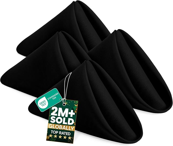 Utopia Home [60 Pack, Black] Cloth Napkins 17x17 Inches, 100% Polyester | Hemmed Edges, Washable and Reusable Ideal for Parties, Weddings and Dinners by UTOPIAHOME