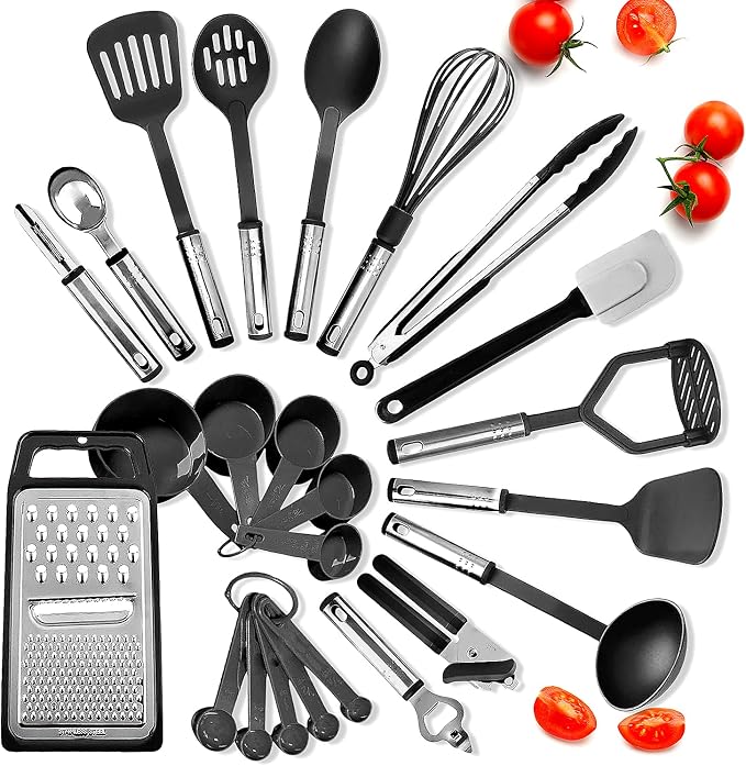 Eatex Nonstick Baking Sheet Set, 39-Piece Baking Pans Set with Silicone Handles, Carbon Steel Cookie Sheets for Baking, Commercial Grade Quality Bakeware Sets Includes Kitchen Utensils Set and More - Image 3