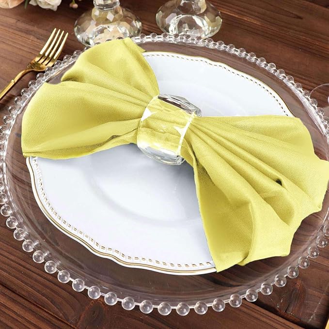 Efavormart Premium Cloth Napkins Set of 10, 20x20 Inch Yellow Seamless Dinner Napkins, Washable Linen Table Napkin Cloth with Hemmed Edges for Weddings, Party and Banquet - Image 6