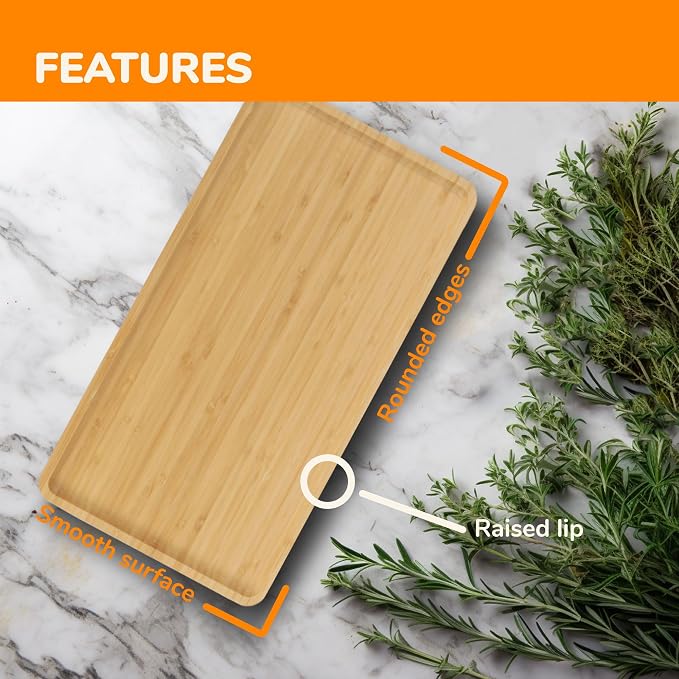 BambooMN Rectangular Nested Bamboo Serving Trays - 3 Size Vertical Grain Carbonized Brown Set - Image 3
