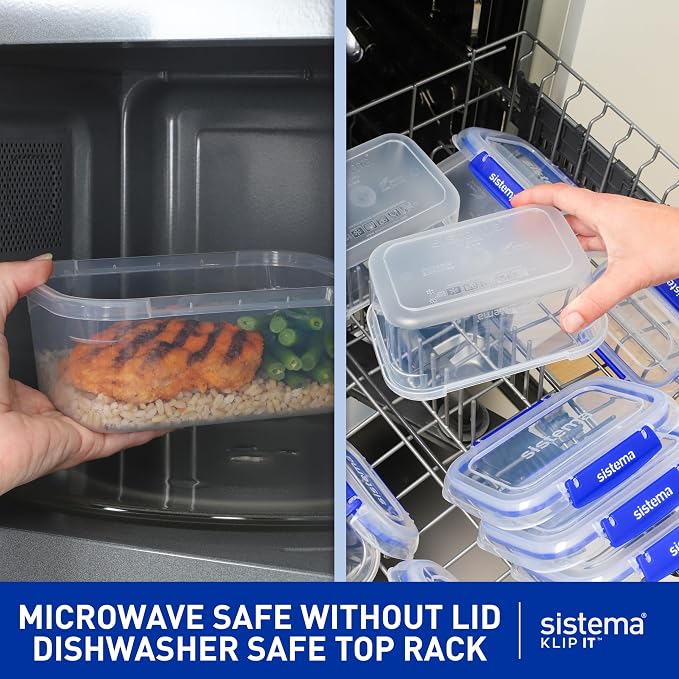 Sistema KLIP IT Storage Containers, Airtight and Stackable Food Storage Containers with Lids, Lunch Boxes and Snack Boxes, BPA-Free, 28 Pieces (14 Cans and Lids) - Image 5