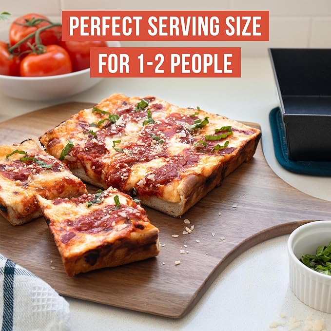 Chef Pomodoro Detroit Style Pizza Pan, 8x10in, Anodized Aluminum Deep Dish | Pre-Seasoned Nonstick Rectangular Bakeware, 2.5in Deep, Great for Casseroles, Focaccia & Deep Dish Desserts, Small Batch - Image 4