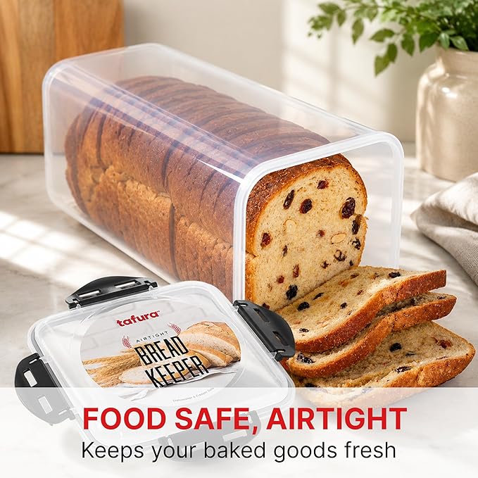 Tafura Bread Container, 5.8 L, Airtight BPA-Free Bread Storage Box | Holds homemade loaves, sandwich bread, artisan loaves, bagels, rolls, and other baked favorites. - Image 4