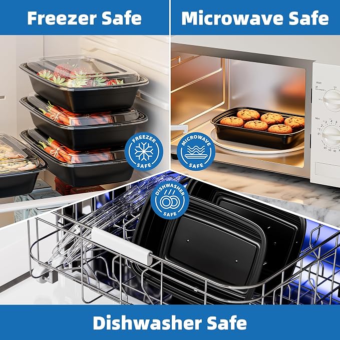 38oz Meal Prep Containers, 150 Sets Disposable Food Storage Boxes with Lids | BPA-free Plastic, Microwave, Dishwasher And Freezer Safe, Ideal For Restaurant Takeout And Household Leftover Food Storage - Image 4
