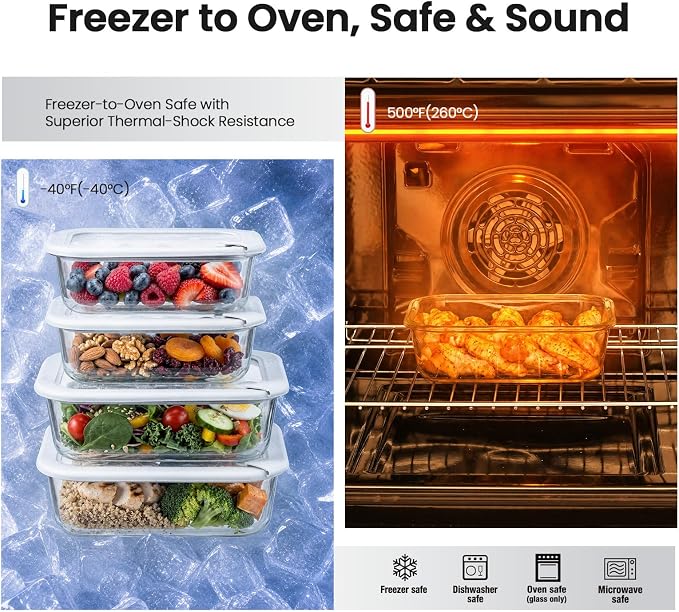 Taree Glass Food Storage Containers with Glass Silicone Lids,22/35oz,Grey | Meal prep,office lunches&eftover storage,borosilicate glass,microwave safe reheating with steam vent,BPA free,dishwasher safe - Image 4
