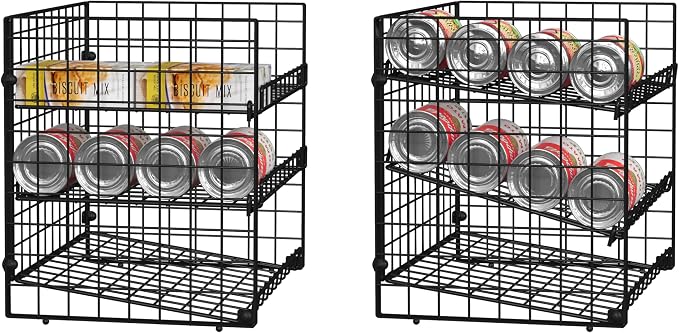 3 Tier Stackable Can Rack Organizer, Adjustable Can Holder for Pantry | 2 Pack Rolling Can Dispenser for Canned Food, Soda & Drink Storage, Tiered Can Organizer for Kitchen Cupboard Cabinet - Image 4