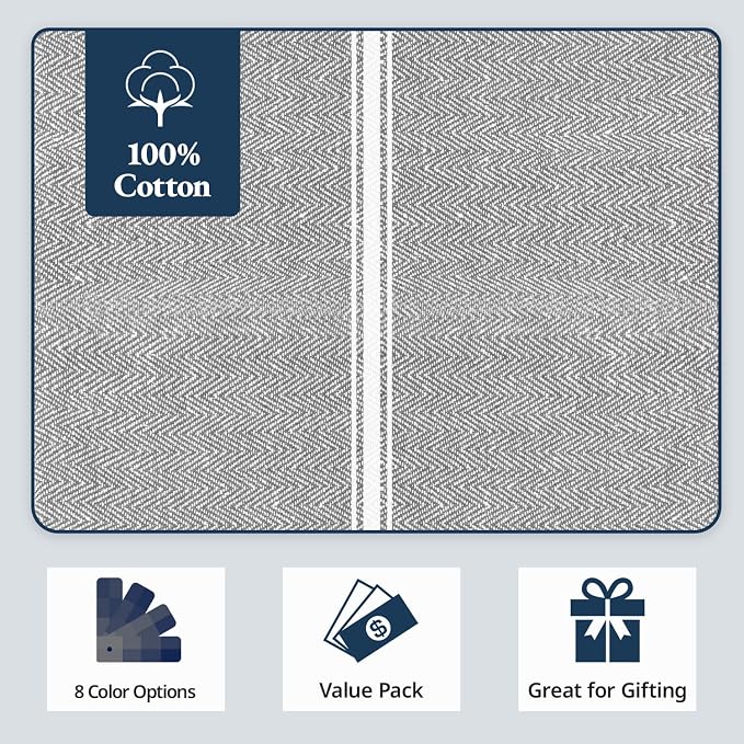 LANE LINEN 100% Cotton Kitchen Towels Set - 6 Pack Kitchen Dish Towels, Soft & Durable Size 14"x25", Good for Polishing Silverware, Cleaning Ceramic Countertops, Machine Washable - Grey Chambray - Image 6