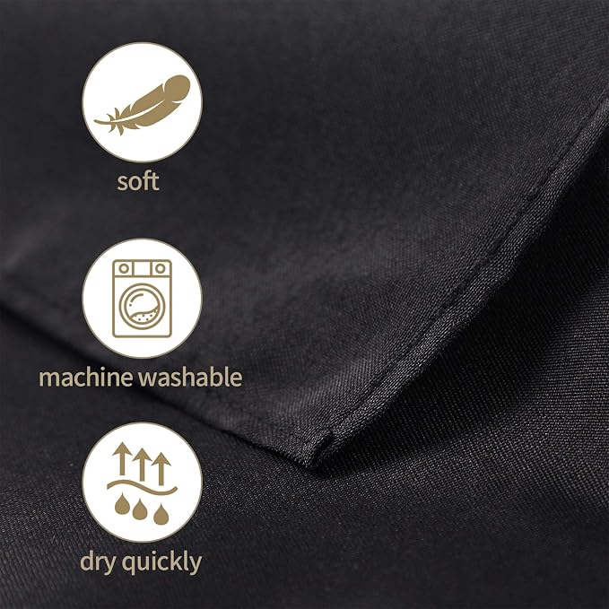 50pcs Polyester Cloth Napkins - 20 x 20 inch Black Dinner Washable Napkins with Hemmed Edges for Restaurant/Wedding/Hotel(50,Black) - Image 2