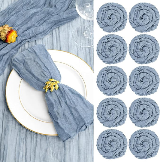 fani 100 Pack Gauze Cheesecloth Napkins, 20 x 20 in, Dusty Blue | Wrinkled Table Napkins, Soft Cotton, Rustic Decorative, Weddings, Party, Dinner Table, Everyday Use by fani