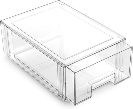BINO | Stackable Storage Drawers, Large - Clear | THE CRATE COLLECTION | Storage Bins With Drawers | Bathroom Organizers | Under Sink Organizer | Vanity Cabinet Home Organization by BINO