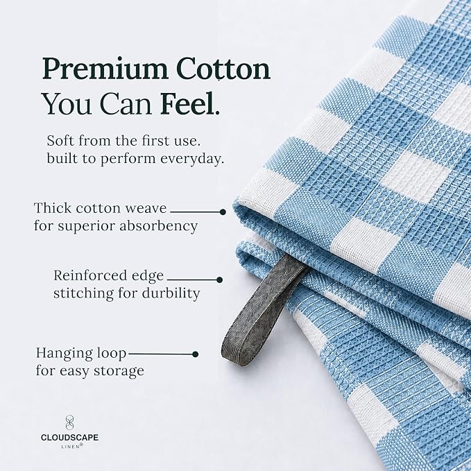 CSL Premium Kitchen Towels Set of 6,Highly Absorbent,Quick Dry,18x28, Aqua - Image 2