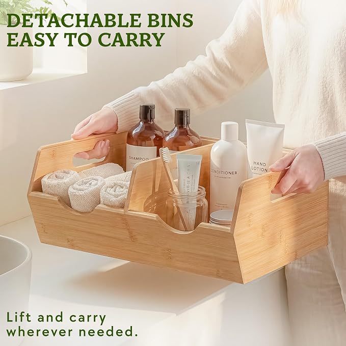 HOMESTEAD Extra Large Bamboo Pantry Storage Bins – 30% Larger, Stackable Potato Onion Storage Bin, Large Pantry Organizers and Storage, Produce Vegetable Organizer, Set of 3 - Image 6