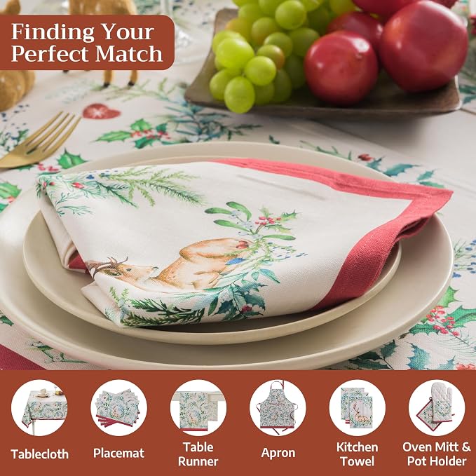 Maison d' Hermine Cloth Napkins Set of 4 Reusable 100% Cotton (20" x 20") | Everyday Square Napkins Cloth Washable Dinner Wedding Restaurant Hotel Kitchen Thanksgiving Christmas - Holly Time - Image 4