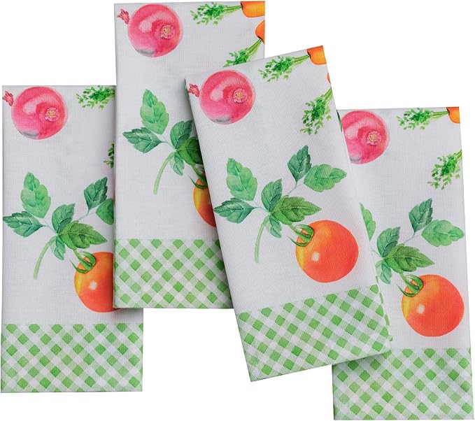 Maison d' Hermine Cloth Napkins Set of 4 Reusable 100% Cotton (18" x 18") | Everyday Square Napkins Cloth Washable Dinner Party Wedding Restaurant Hotel Kitchen Spring Summer - Farmers Garden by MaisondHermine