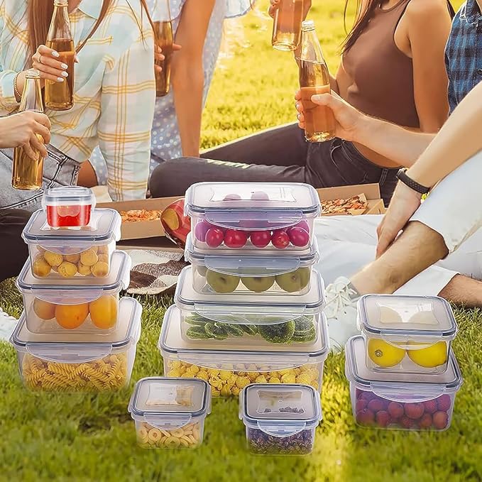 24 Pack Food Storage Container Set with Airtight Lids, Labels & Pen | Multiple Sizes, Leak-Proof Lunch Boxes for Meal Prep, BPA-Free Clear Plastic Containers, for Home & Kitchen Organization - Image 9