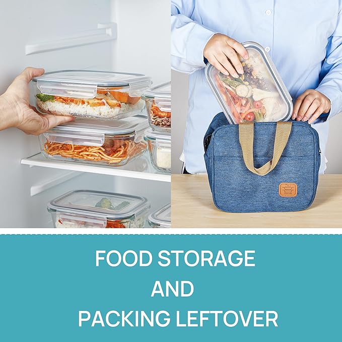Vtopmart 5 Pack 35oz Glass Food Storage Containers with Lids, Grey | Meal Prep Containers, Airtight Reusable Lunch Container Set, Safe for Oven, Microwave, Freezer, and Dishwasher, BPA Free - Image 5