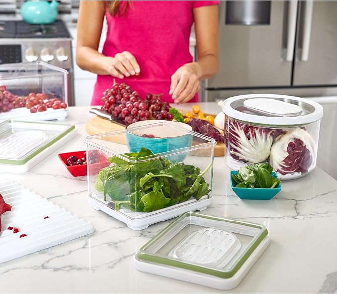 iDesign Fridge Produce Bin with Removable Drainage Tray and Lid - Set of 4 - Clear - Image 4