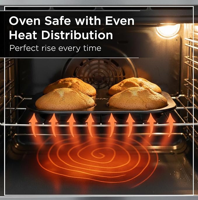 Wrenbury Jumbo Whoopie Pie Pan 4 Cup - Large Muffin Top Pan Heavy Gauge Shallow Carbon Steel Baking Tray for Burger Buns Yorkshire Pudding Cornbread - PFOA Free Nonstick - Image 6