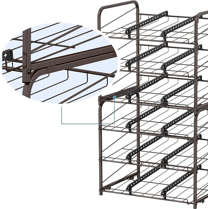 BTY Can Organizer for Pantry Stackable 2 Pack, Can Storage Organizer Rack Stacking Can Dispensers Small Space Holds up to 36 Cans for Pantry, Kitchen, Cabinet- Brown - Image 3