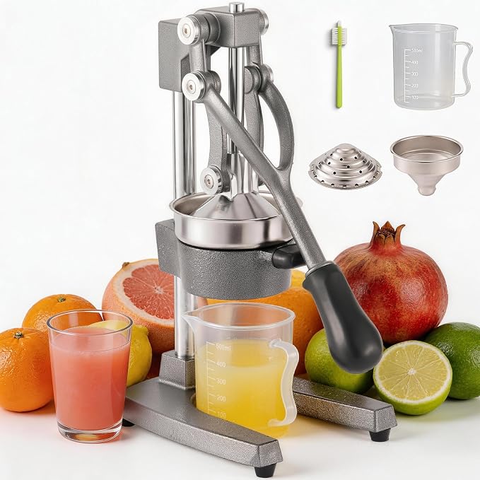 Cast Iron Manual Hand Press Juicer for Citrus & Pomegranate,Grey | Stainless Steel Heavy Duty Squeezer,Easy to Clean,Effortless Lever-Press Design,For Home Cooks,Health Enthusiasts,Bartenders by Zeluna