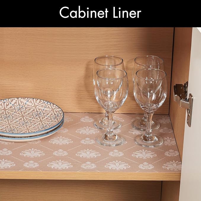 Cooyes Shelf and Drawer Liners for Kitchen Cabinets, Non-Adhesive Cabinet Liners, EVA Waterproof Durable Shelf Paper for Refrigerator, Shelves, Cupboard with European Pattern, Easy to Cut - Image 4