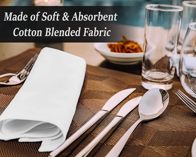RUVANTI Bundle of 12-Pack Cloth Napkins Ivory/Cream with 12-Pack Cloth Napkins White (18x18 Inch) Cotton Blend. Soft, Washable Kitchen Linen for Dinner, Weddings & Cocktail Parties. - Image 8