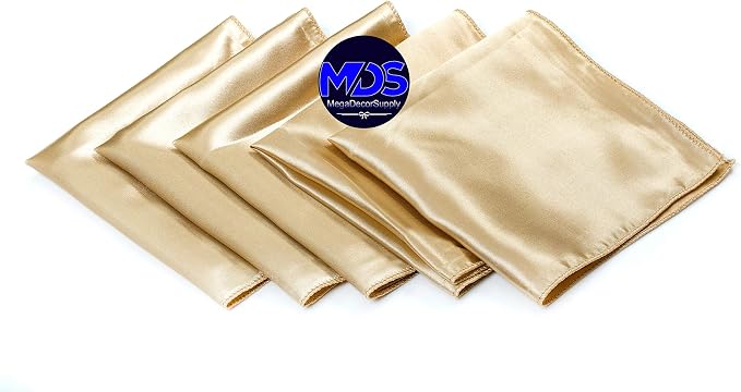 Set of 100 PCS Satin Napkin 12x12 Inch Square, Dinner Table Napkins for Wedding, Bulk Silky Sateen Cloth Napkins for Restaurant Banquet Graduation Birthday Party Decoration - Champagne Gold - Image 2