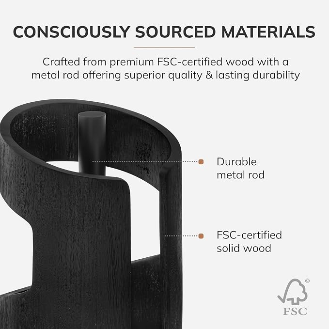 Anji Mountain Wooden Paper Towel Holder with Metal Holder, Holder Stand for Kitchen Roll Organizer & Kitchen Dining Table Home Décor, Countertop Fits Jumbo & Mega Rolls - Black/Black, Arc Hold - Image 3
