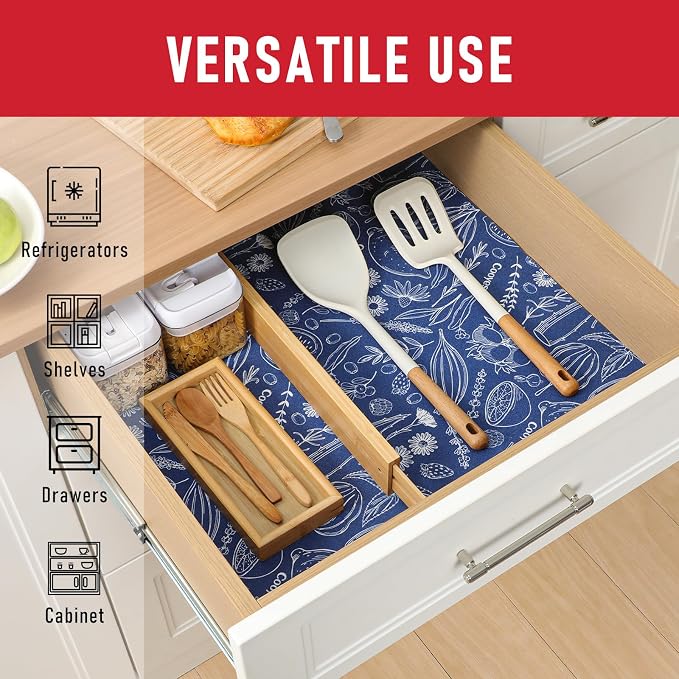 Cooyes Large Fridge Liners for Refrigerator, 17.7" × 24", Drawer & Shelf Liners for Kitchen Cabinets Non-Adhesive, Breathable Cloth Material, Non-Slip, Keep Produce Fresh Longer - Image 5