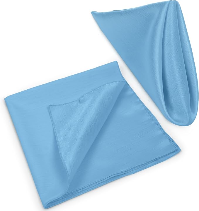 17x17-Inch Shantung Cloth Napkins, Light Blue, Set of 12 | Bulk Case of 1 Dozen, Satin, Square, 100% Polyester Fabric, Reversible, Faux Dupioni Silk Reverse Side, Machine Washable - Image 8