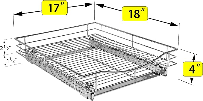 LYNK PROFESSIONAL® Pull Out Cabinet Organizer, 17" x 18" Slide Out Cabinet Organizer Pull Out Drawer – Pull Out Shelves for Kitchen Cabinets – Under Sink Organizers - Lifetime Ltd. Warranty, Chrome - Image 5