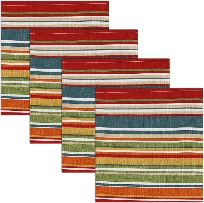 Ruvanti Cloth Napkins Set of 12 Cotton 100%, 20x20 Inches Napkins Cloth Washable, Soft, Absorbent, Cotton Napkin for Parties, Christmas, Thanksgiving, Weddings, Dinner NapkinsCloth - Multi Strip - Image 9