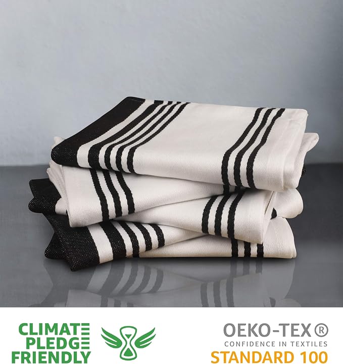 Urban Villa Kitchen Towels Cotton Dish Towels 20”x30” (Set of 3) Black - Image 2