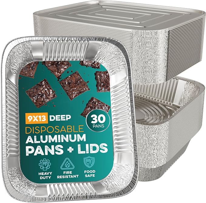 Aluminum Pans With Lids 9x13 [30 Sets] Aluminum Foil Pans Trays With Lids - Half Size Tin Foil Disposable Pans For Baking, Roasting, Cake Serving Dishes, Catering Supplies, Steam Table Chafing - Image 3