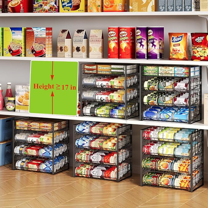 JKsmart 4-Tier Can Rack Organizer for Pantry, Adjustable Can Storage Holder for Various Ounces of Canned food Soda Drinks, Can Dispenser Holds Up to 48 Cans for Cupboard Cabinet - Image 2