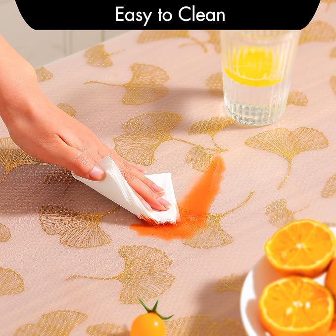 Cooyes Shelf Liner, Non Adhesive Drawer and Cabinet Liner, EVA Washable Oil-Proof Shelf Paper for Kitchen Cabinets, Refrigerator, Storage, Desks with Modern Pattern （Gold Ginkgo，17.5" W x 360" L） - Image 6