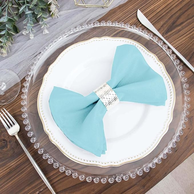 Efavormart Premium Cloth Napkins Set of 5, 17x17 Inch Light Blue Seamless Dinner Napkins, Washable Linen Table Napkin Cloth with Hemmed Edges for Weddings, Party and Banquet - Image 8