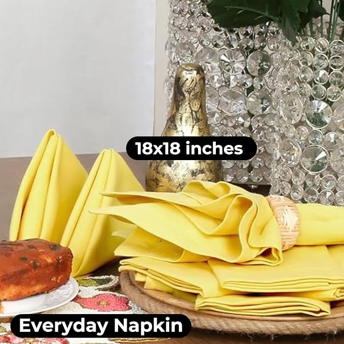 Bedding Craft Cotton Dinner Napkins Set of 12 – 18x18 Sand Yellow with Hemstitched Mitered Corners – Machine Washable Fabric Napkins for Thanksgiving, Weddings & Cocktails - Image 4