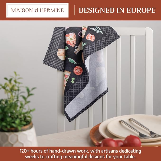 Maison d' Hermine Cloth Napkins Set of 4 Reusable 100% Cotton (18" x 18") | Everyday Square Napkins Cloth Washable Dinner Party Wedding Restaurant Hotel Kitchen Spring Summer - Pizza - Image 2